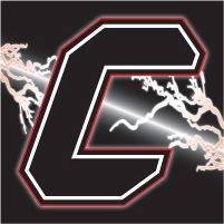 carrollton c logo in black with lightning in the background